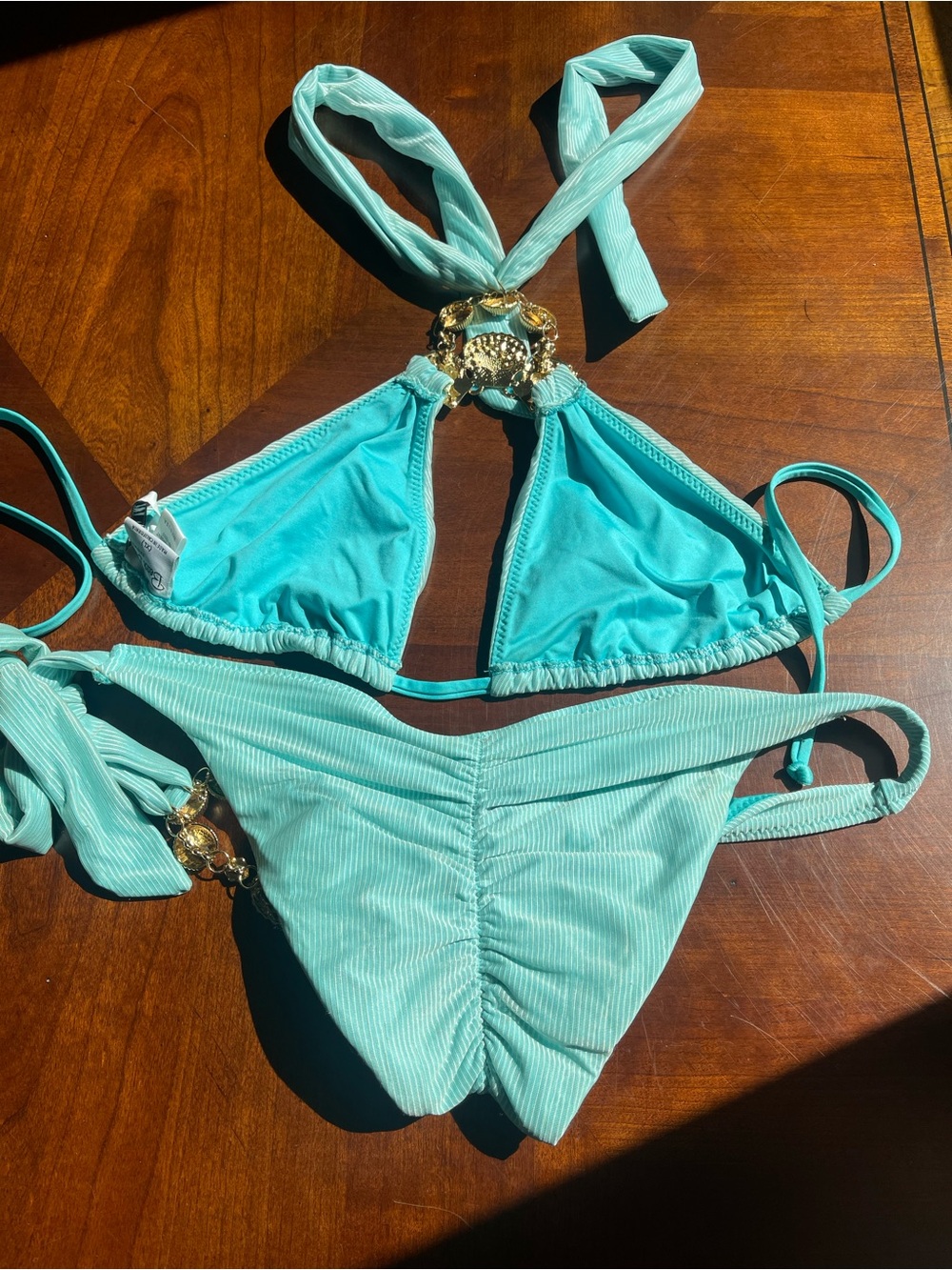Turquoise Embellished Bikini Set “Lara” by beach bunny XL/L set RARE - Picture 12 of 14